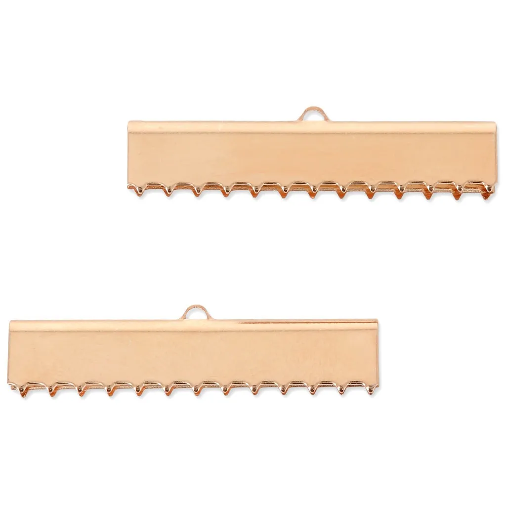 Terminali dentellati 40 mm per la creazione di elementi di bigiotteria/Oro rosa x2
