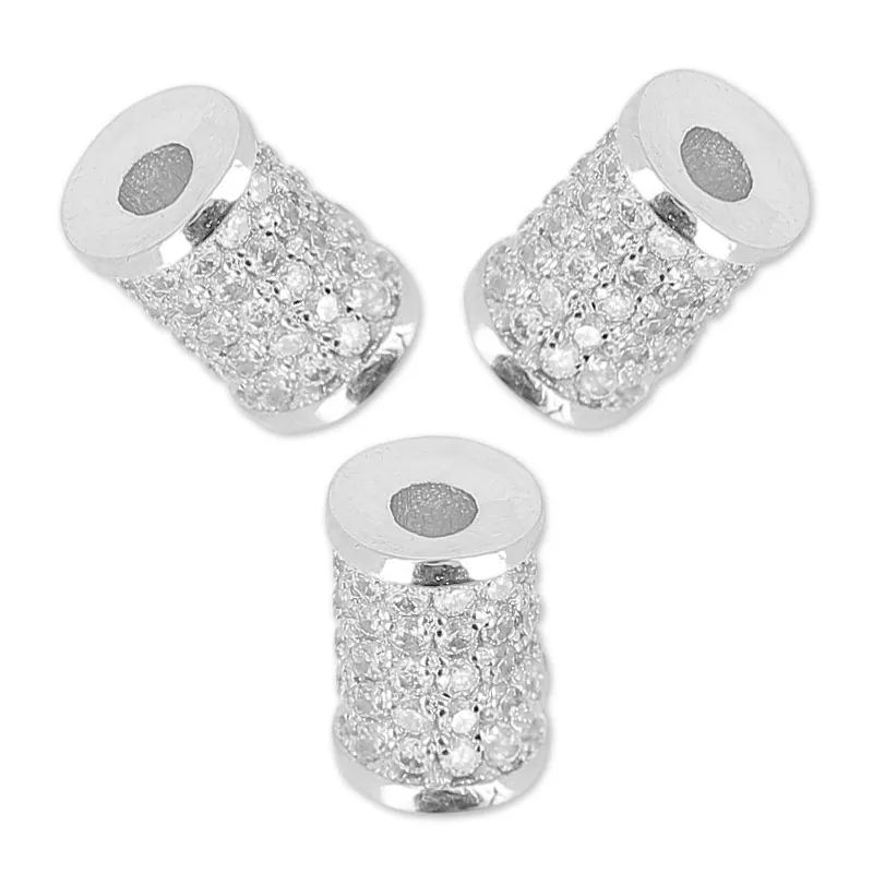 Tube strassé 9x6 mm rhodié/Crystal x1