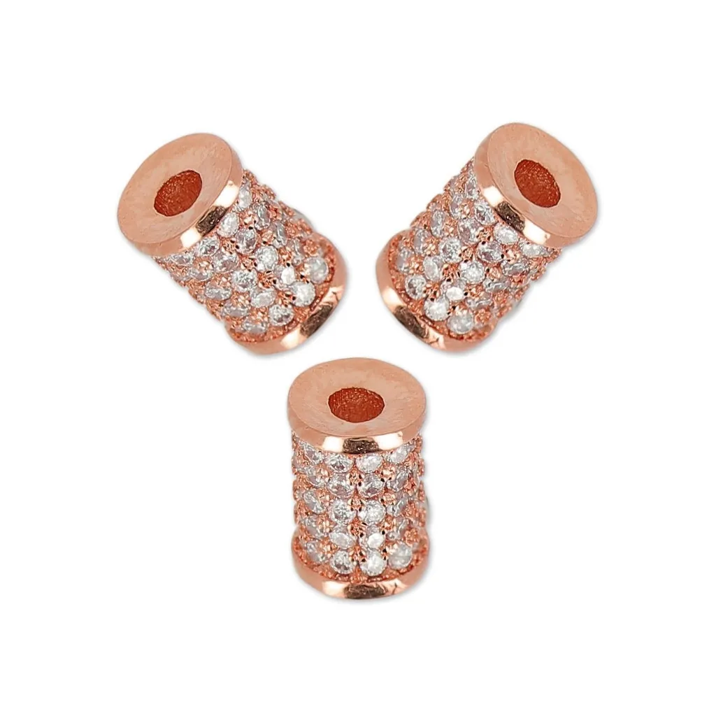 Tubo di strass 9x5.5 mm dorato rosa/Crystal x1