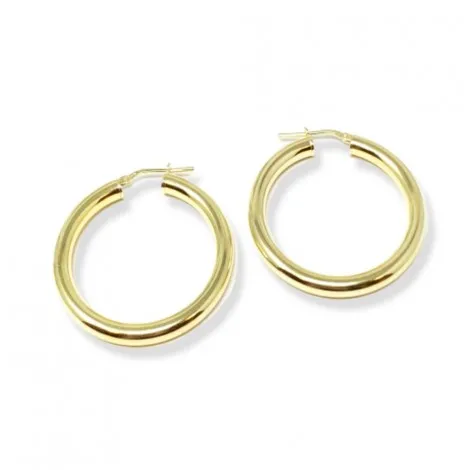 Orecchini a Cerchio Grandi 4mm Donna Raggi Argento 925 Dorato RA/005085