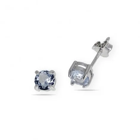 Orecchini a Lobo Raggi Argento 925 Punto Luce Acquamarina 5mm