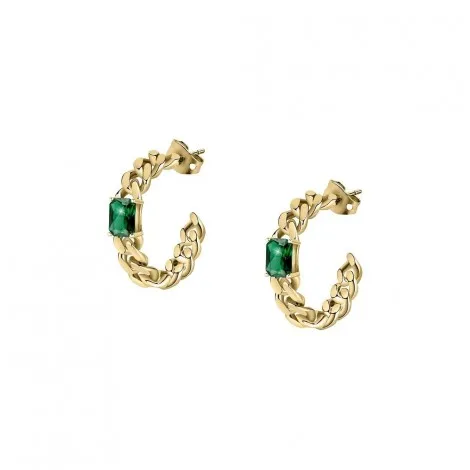Orecchini Chiara Ferragni Donna Chain 25 mm Placcati Oro Giallo 18 Kt Zirconi Green J19AUW34