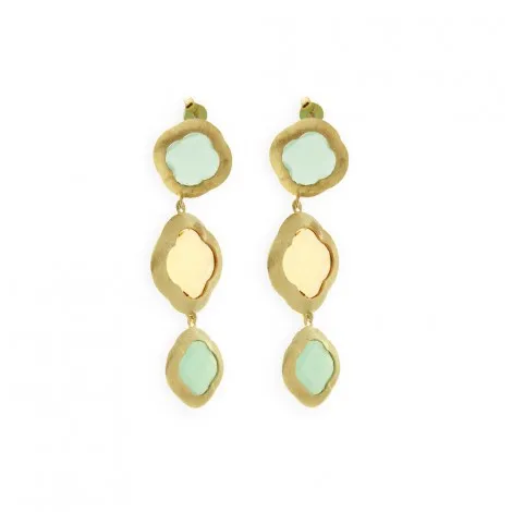 Orecchini Donna Pendenti Argento 925 Dorato Pietre Gialle Verdi