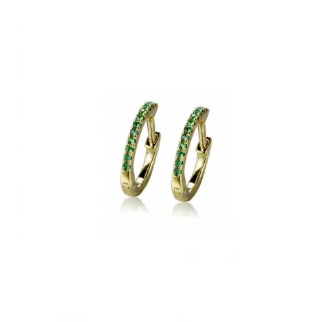 Orecchini Donna Raggi a Cerchio in Oro Giallo 9kt e Smeraldi 0,11ct