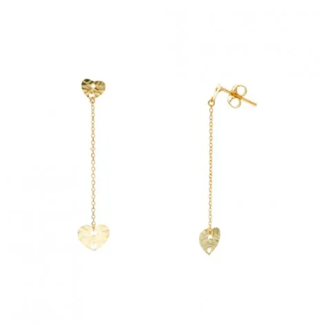 Orecchini Pendente Cuore in Oro Giallo 9kt