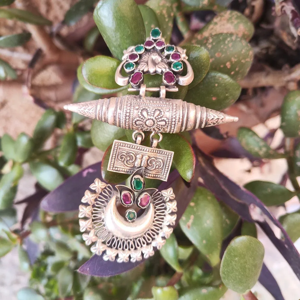 LARGE Ethnic Earrings in 925 Silver Stone - RAJPUT