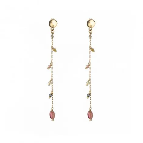 Orecchini Pendenti Donna Alisia Jasmine Stones Argento 925 Tormalina Dorato AL1724