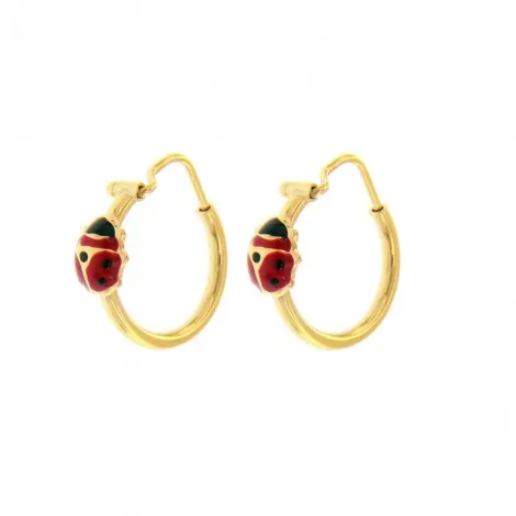 Orecchini Cerchi Coccinella Oro Giallo 9kt