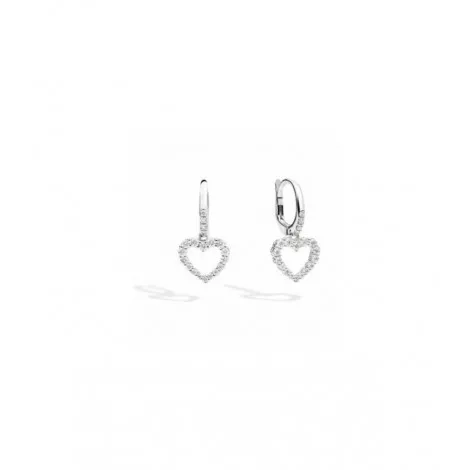 Orecchini ReCarlo Anniversary Cuore Filo Oro Bianco 18 Kt Diamante 0,51 ct F VS  E01BO009/050