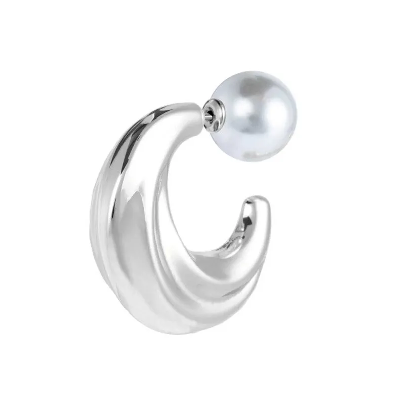 Mono orecchino Marlù cerchio bombato lavorato 2,9cm con perla