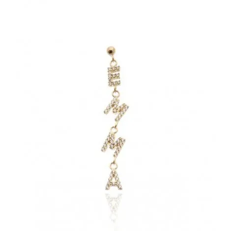 Orecchino Nome Oro Giallo 18kt e Zirconi Pendente