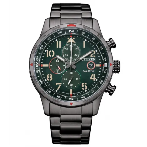 Orologio Citizen Eco Drive Aviator Nero Verde Uomo CA0797-84X