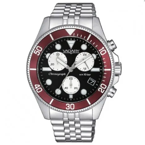 Orologio Cronografo Uomo Vagary Aqua39 Nero/Rosso VS1-019-53
