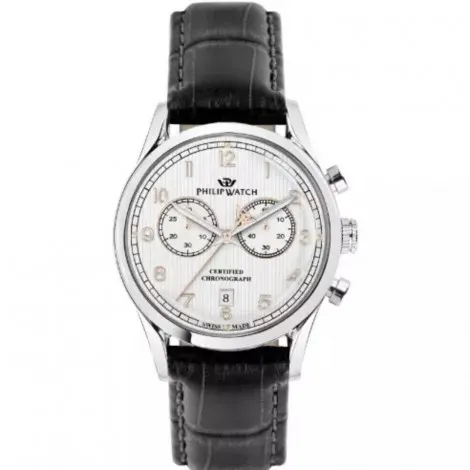 Orologio Uomo Philip Watch Sunray Acciaio Silver Pelle Nero R8271908009