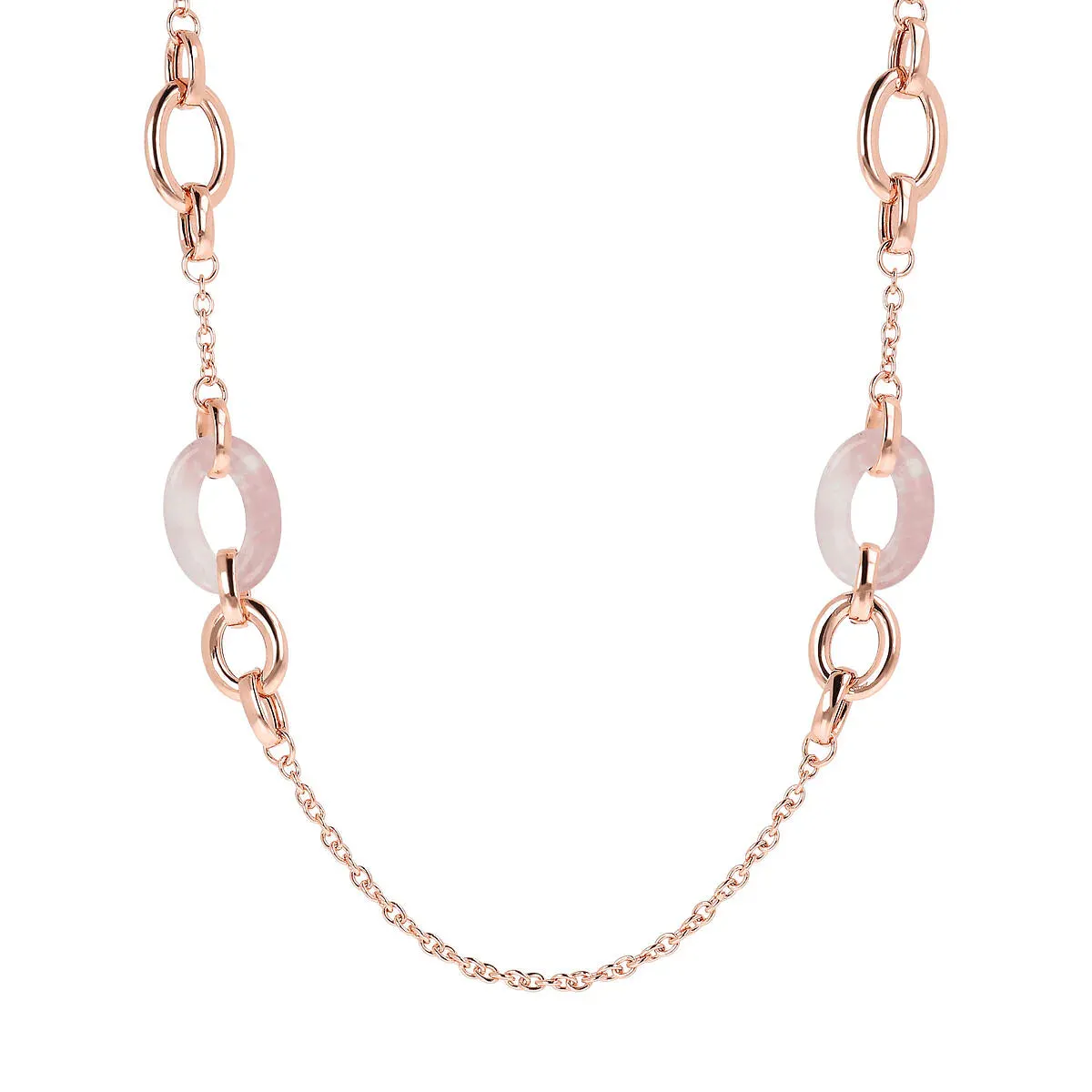 Collana Bronzallure Lunga con Maglie Ovali in Pietra Naturale