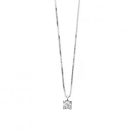 Raggi Girocollo Griffe Quattro Punte Diamante 0,10ct F VS Oro Bianco 18kt