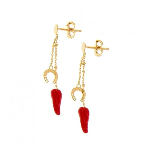 Orecchini Portafortuna Pendenti Oro Giallo 18k