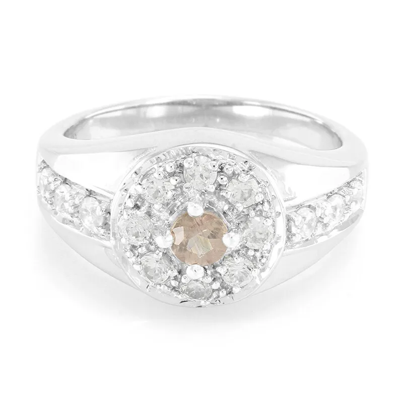 Anello placcato in platino con Apatite Rossa