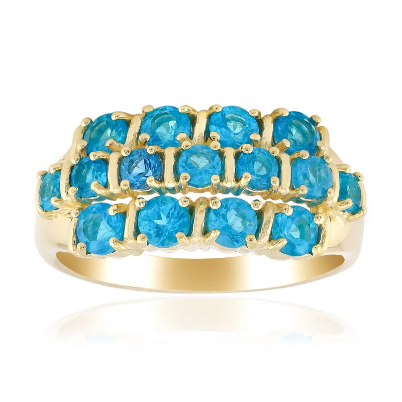 Anello in oro con Apatite Blu Neon Goias