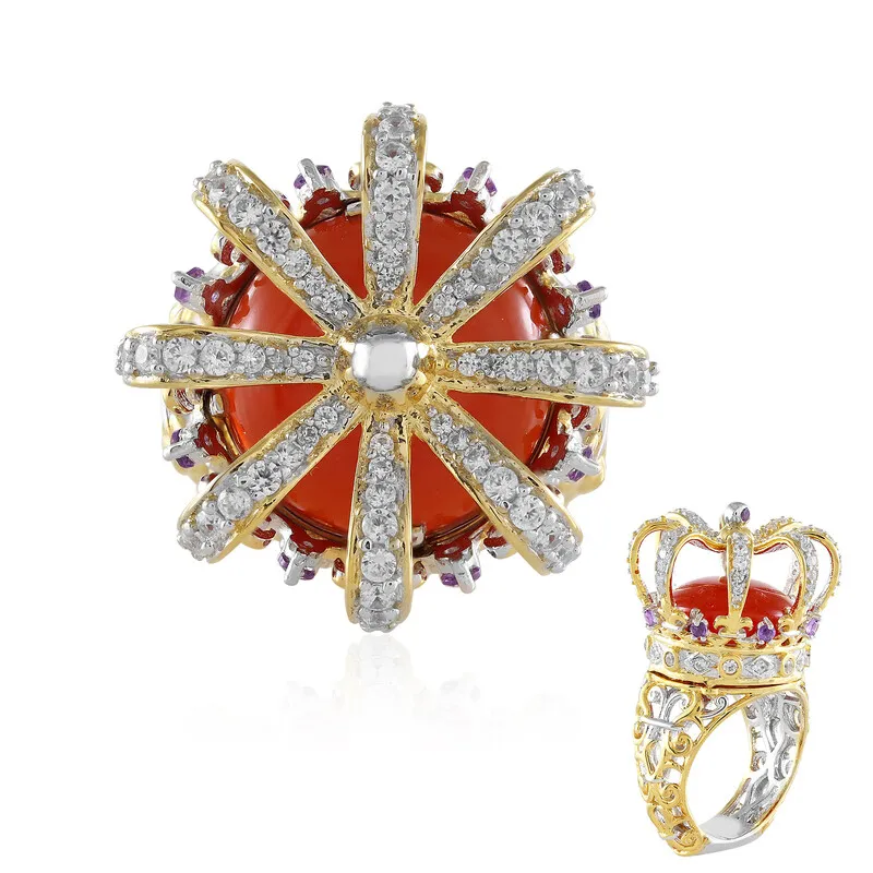 Anello in argento con Calcedonio Rosso (Gems en Vogue)