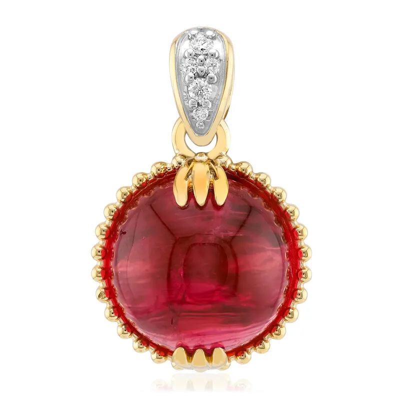 Ciondolo in oro con Rubellite Occhio di Gatto