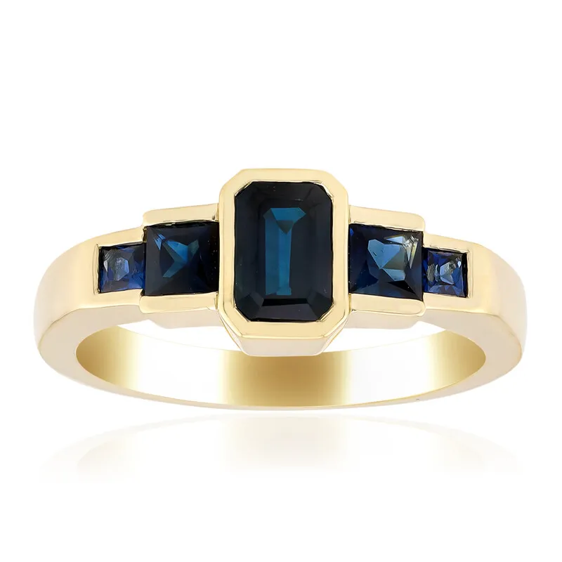 Anello in oro con Zaffiro blu Kings Plains