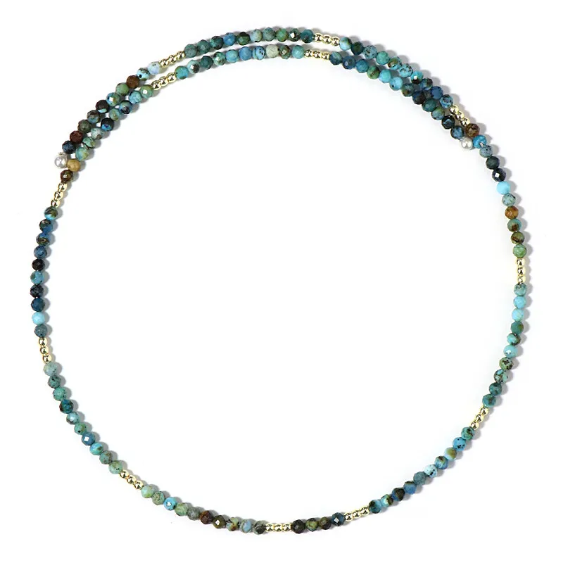 Collana rigida in acciaio con Crisocolla (Riya)