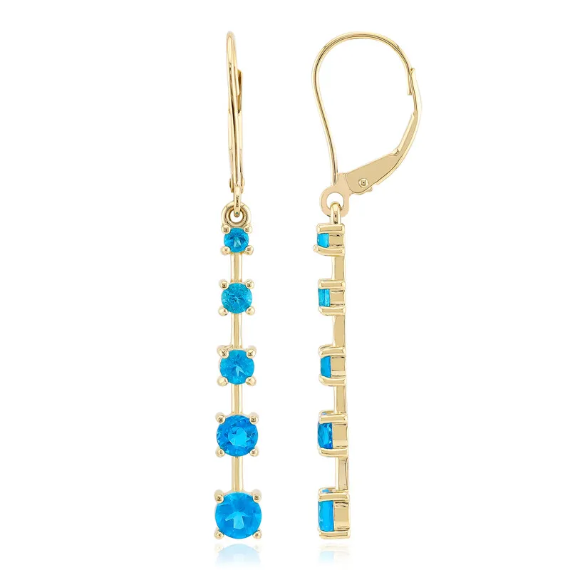 Orecchini in oro con Apatite Blu Neon Goias