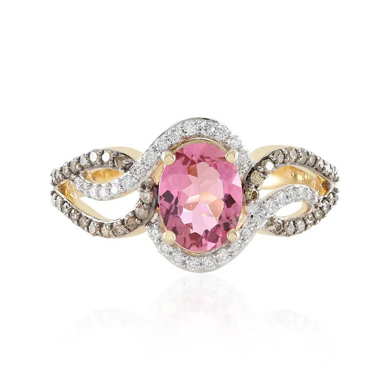 Anello in oro con Tormalina Rosa Brasiliana AAA (SUHANA)