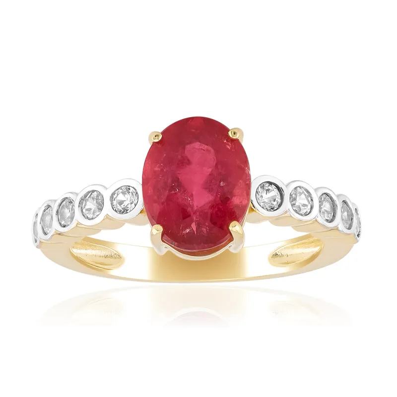 Anello in oro con Tormalina Rosa Californiana