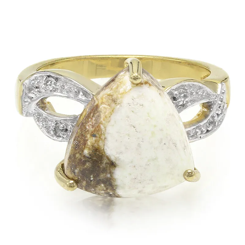 Anello placcato in oro con Magnesite