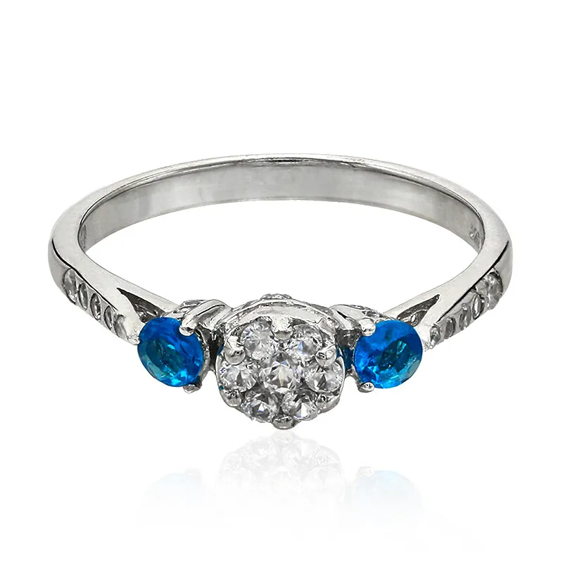 Anello placcato in platino con Apatite Blu Neon