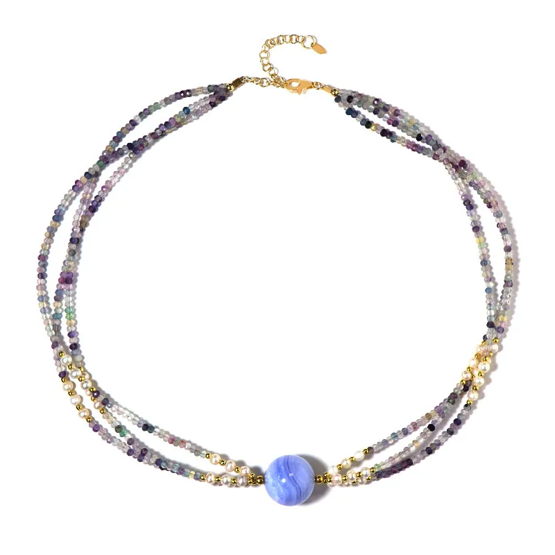 Collana in argento con Agata Lace Blu (Riya)