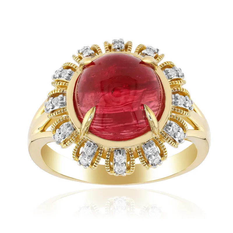 Anello in oro con Rubellite Occhio di Gatto