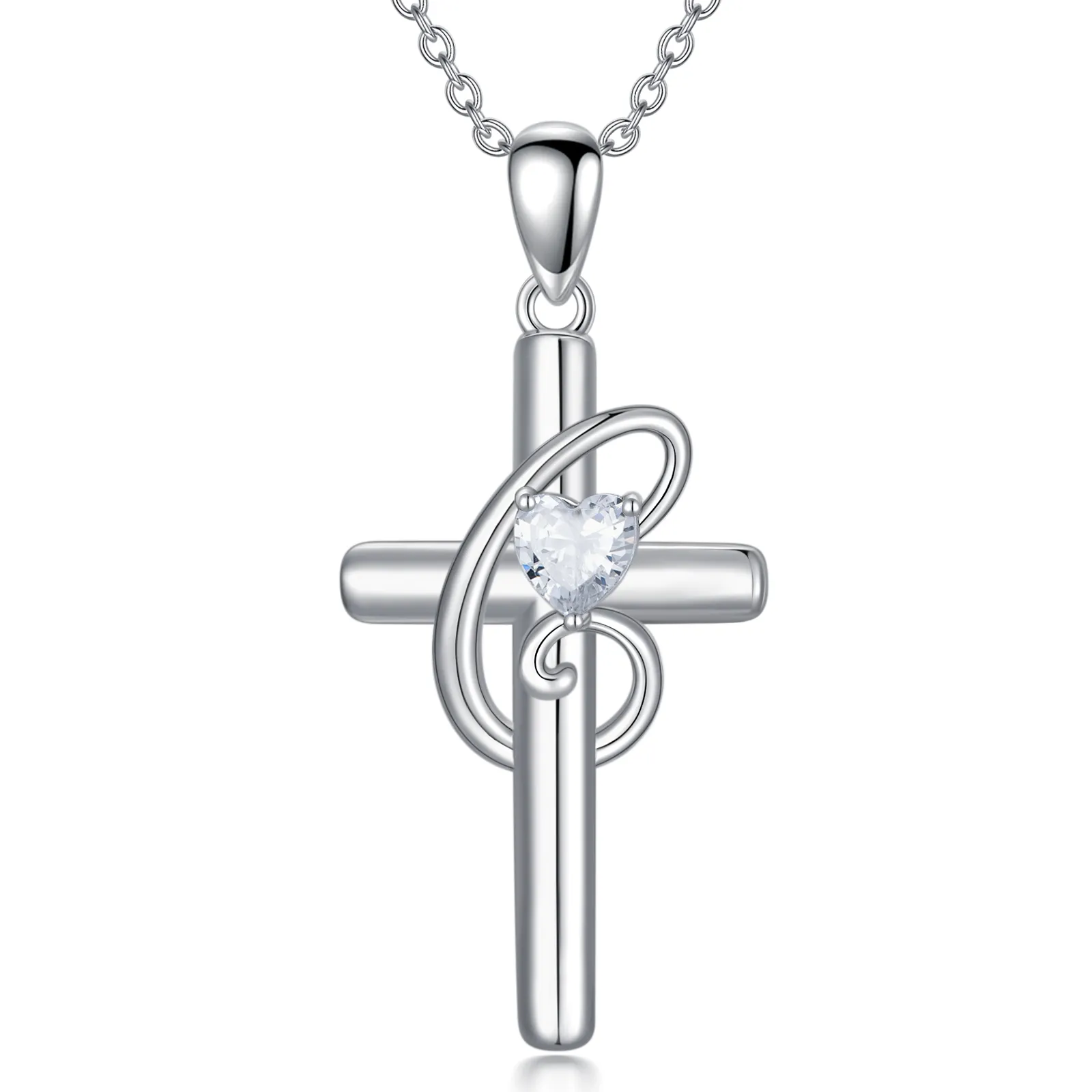 Collana con ciondolo a forma di cuore in argento sterling con zirconi cubici e lettera iniziale C