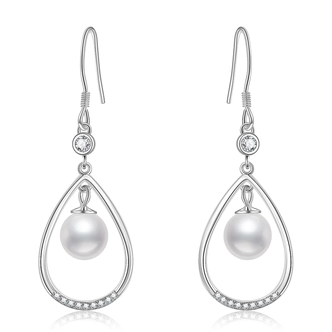 Orecchini pendenti in argento sterling con perle per donna